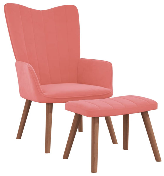 Relaxsessel mit Hocker Rosa Samt