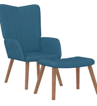 Relaxsessel mit Hocker Blau Samt