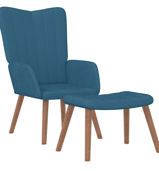 Relaxsessel mit Hocker Blau Samt