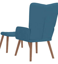 Relaxsessel mit Hocker Blau Samt