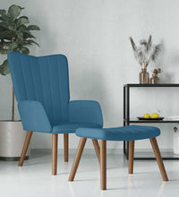 Relaxsessel mit Hocker Blau Samt