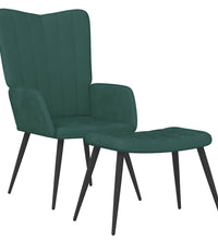 Relaxsessel mit Hocker Dunkelgrün Samt