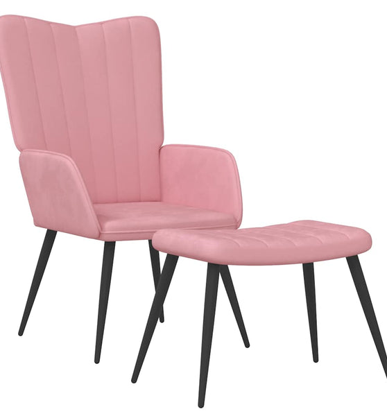 Relaxsessel mit Hocker Rosa Samt