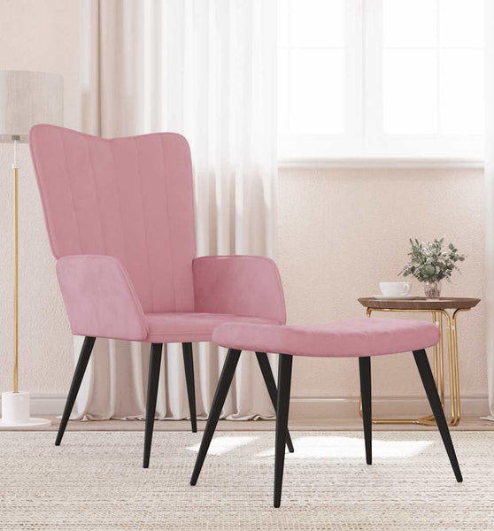 Relaxsessel mit Hocker Rosa Samt