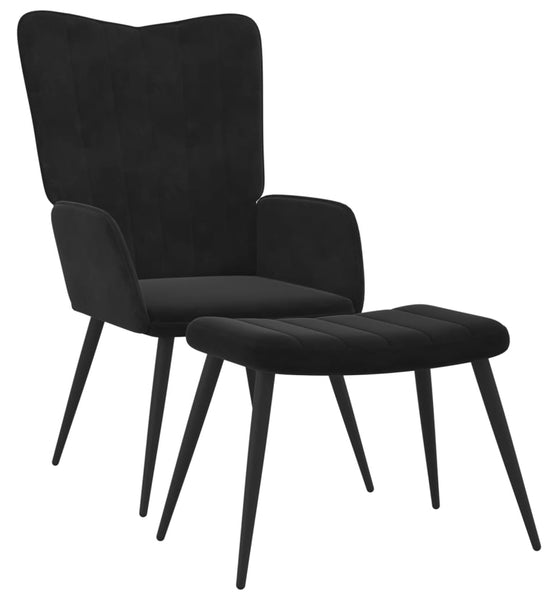 Relaxsessel mit Hocker Schwarz Samt