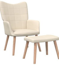 Relaxsessel mit Hocker Creme Stoff