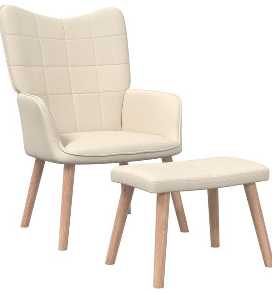 Relaxsessel mit Hocker Creme Stoff