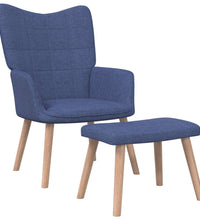 Relaxsessel mit Hocker Blau Stoff