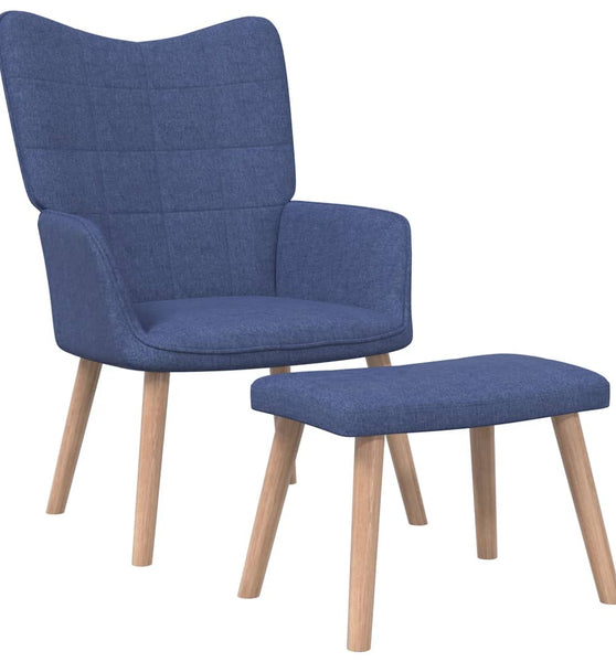 Relaxsessel mit Hocker Blau Stoff