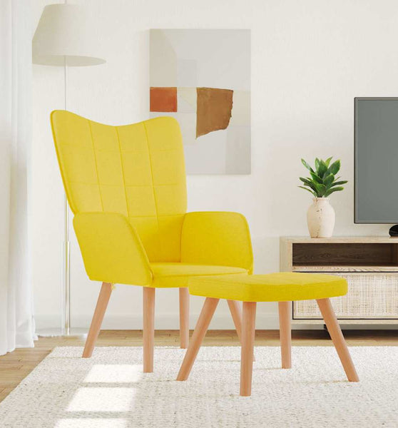 Relaxsessel mit Hocker Senfgelb Stoff