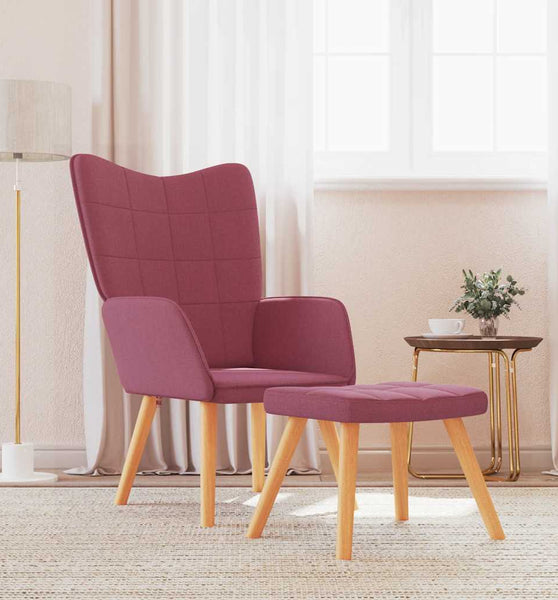Relaxsessel mit Hocker Weinrot Stoff