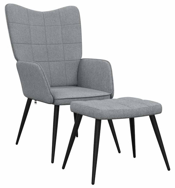 Relaxsessel mit Hocker Hellgrau Stoff