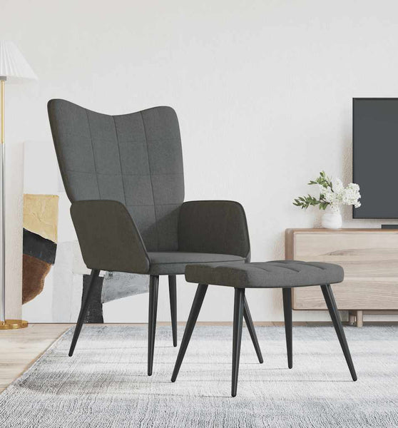 Relaxsessel mit Hocker Dunkelgrau Stoff