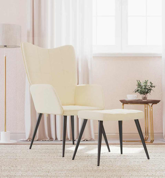 Relaxsessel mit Hocker Creme Stoff
