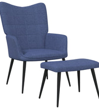 Relaxsessel mit Hocker Blau Stoff