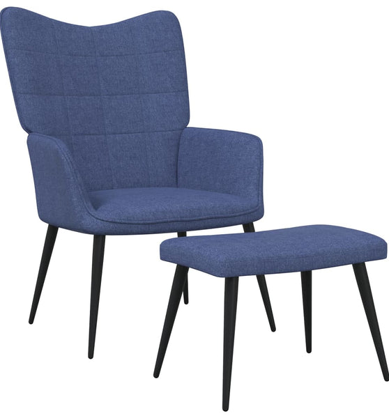 Relaxsessel mit Hocker Blau Stoff