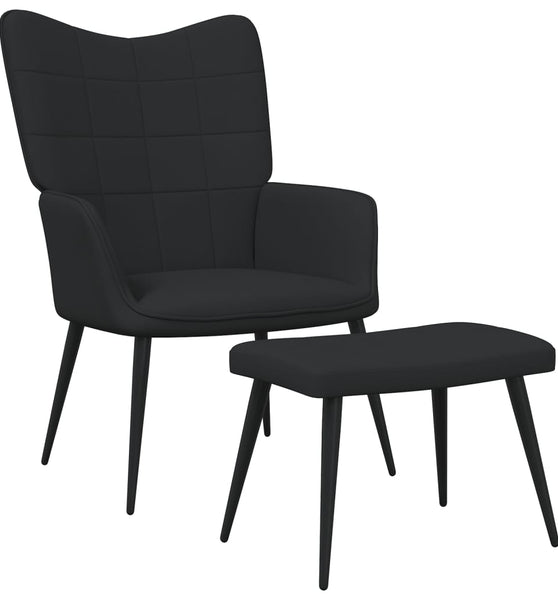 Relaxsessel mit Hocker Schwarz Stoff