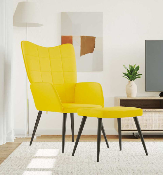 Relaxsessel mit Hocker Senfgelb Stoff