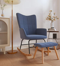 Schaukelsessel mit Hocker Blau Stoff