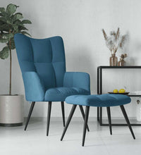 Relaxsessel mit Hocker Blau Samt