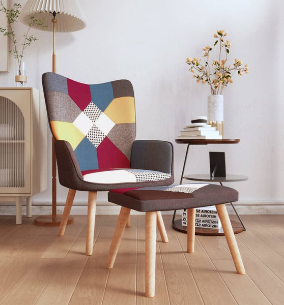 Relaxsessel mit Hocker Patchwork Stoff