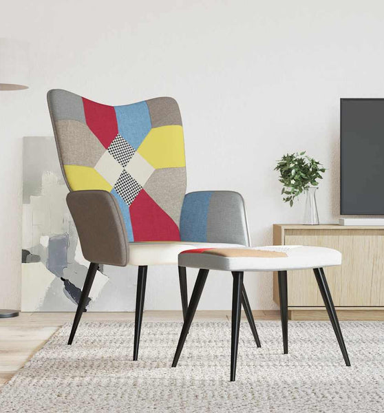 Relaxsessel mit Hocker Patchwork Stoff