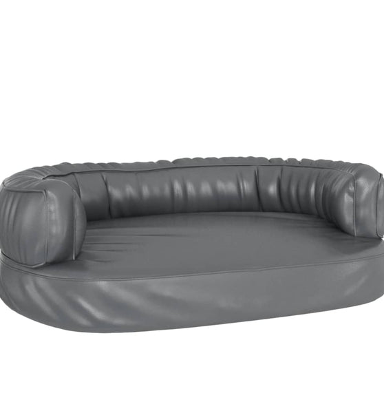 Hundebett Ergonomisch Schaumstoff Grau 60x42 cm Kunstleder