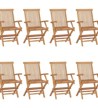 Gartenstühle mit Blauen Kissen 8 Stk. Massivholz Teak