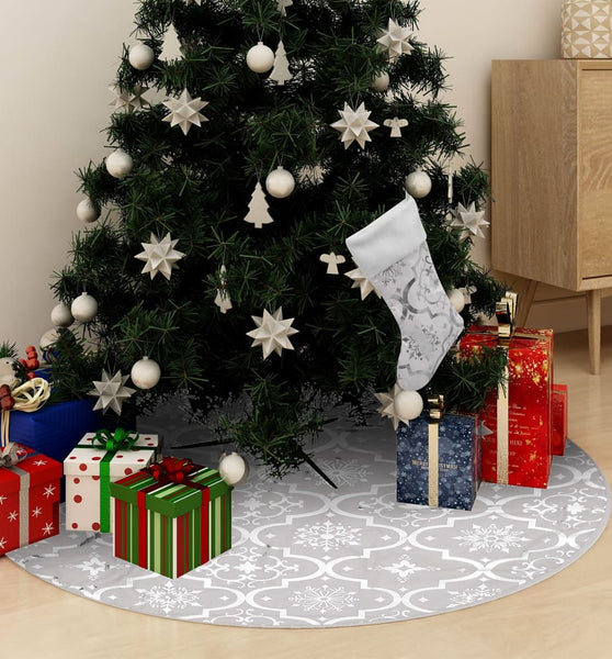 Luxus-Weihnachtsbaumdecke mit Socke Weiß 122 cm Stoff