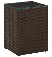 Beistelltisch mit Glasplatte Braun 35x35x52 cm Poly Rattan