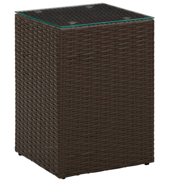 Beistelltisch mit Glasplatte Braun 35x35x52 cm Poly Rattan