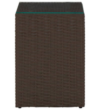 Beistelltisch mit Glasplatte Braun 35x35x52 cm Poly Rattan
