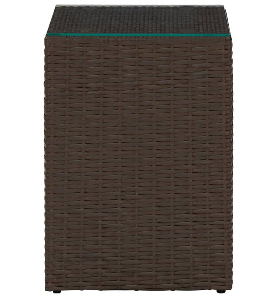 Beistelltisch mit Glasplatte Braun 35x35x52 cm Poly Rattan