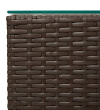 Beistelltisch mit Glasplatte Braun 35x35x52 cm Poly Rattan