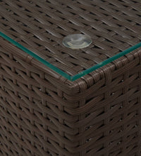 Beistelltisch mit Glasplatte Braun 35x35x52 cm Poly Rattan