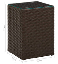 Beistelltisch mit Glasplatte Braun 35x35x52 cm Poly Rattan
