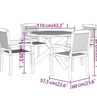 5-tlg. Garten-Essgruppe Massivholz Teak