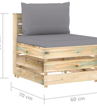 Modulares Mittelsofa mit Kissen Grün Imprägniertes Holz