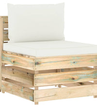 Modulares Mittelsofa mit Kissen Grün Imprägniertes Holz