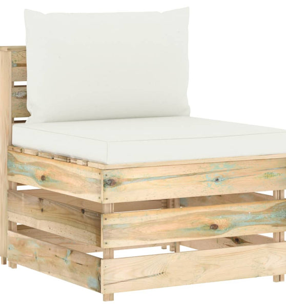 Modulares Mittelsofa mit Kissen Grün Imprägniertes Holz