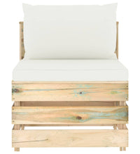 Modulares Mittelsofa mit Kissen Grün Imprägniertes Holz