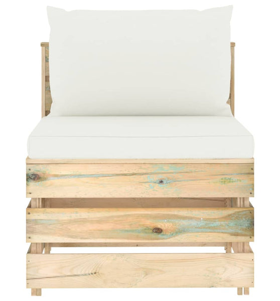 Modulares Mittelsofa mit Kissen Grün Imprägniertes Holz