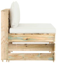 Modulares Mittelsofa mit Kissen Grün Imprägniertes Holz