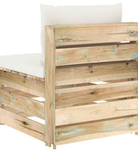 Modulares Mittelsofa mit Kissen Grün Imprägniertes Holz