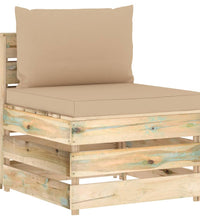 Modulares Mittelsofa mit Kissen Grün Imprägniertes Holz