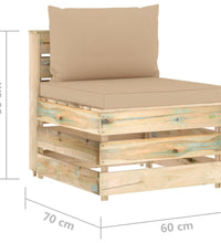 Modulares Mittelsofa mit Kissen Grün Imprägniertes Holz