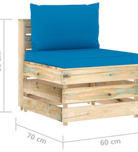 Modulares Mittelsofa mit Kissen Grün Imprägniertes Holz