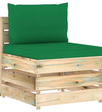 Modulares Mittelsofa mit Kissen Grün Imprägniertes Holz