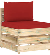 Modulares Mittelsofa mit Kissen Grün Imprägniertes Holz