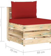 Modulares Mittelsofa mit Kissen Grün Imprägniertes Holz